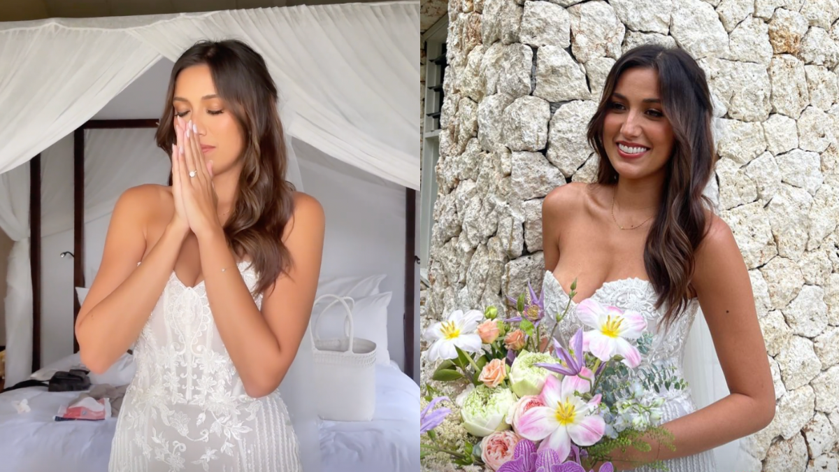 Rachel Peters Just Got Married In Bali Wearing The Most Elegant Floral Wedding Gown