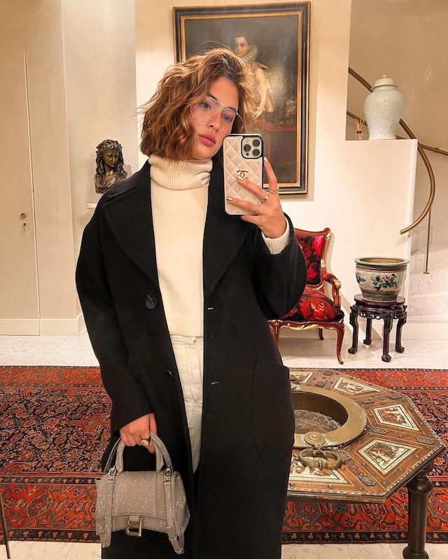 sofia andres coat ootd celebrity ootd influencer ootd