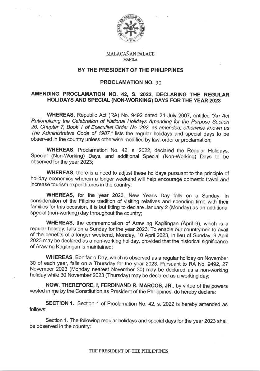 LOOK Updated List of Philippine Holidays for 2023 Preview.ph