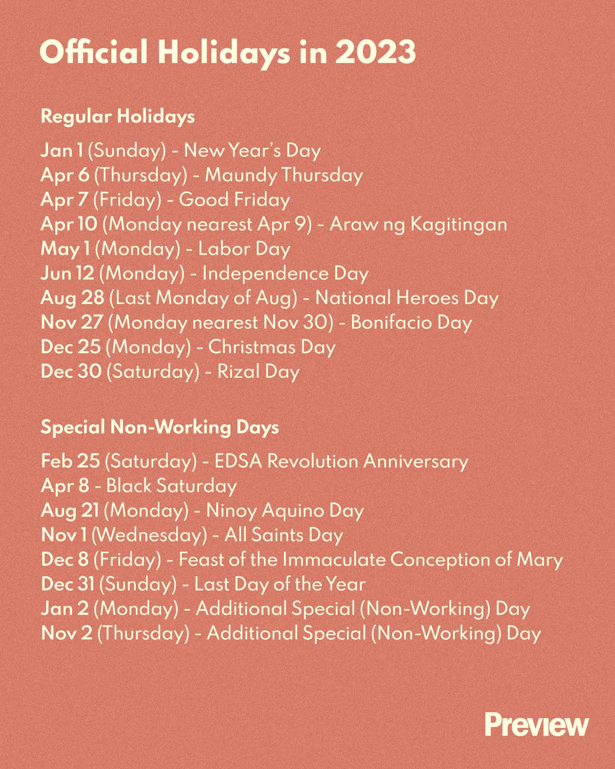 LOOK Updated List Of Philippine Holidays For 2023