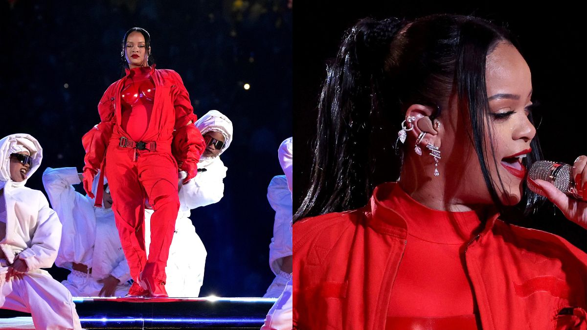Here Are the Exact Designer Pieces Rihanna Wore at Her Historic Super Bowl Performance