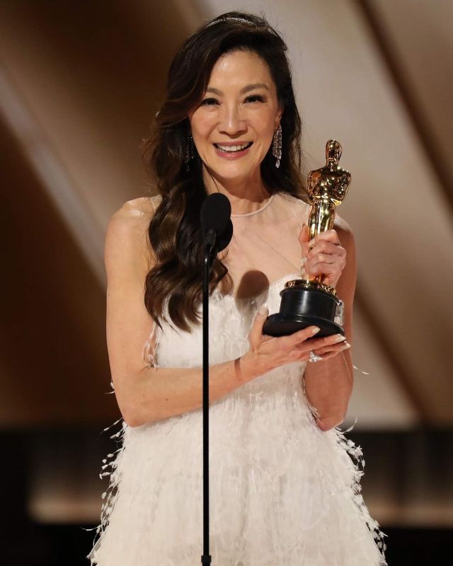Michelle Yeoh Makes Historical Win at the 2023 Oscars in Dior Gown