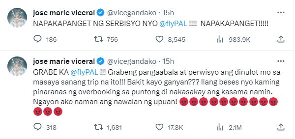 Vice Ganda Calls Out PAL Over Delayed, 'Overbooked' Flight