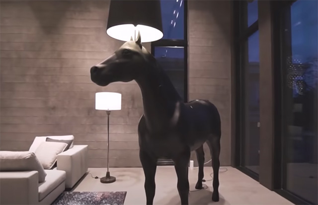 A lamp shaped like a horse