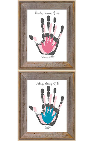 dad mom and baby hand prints