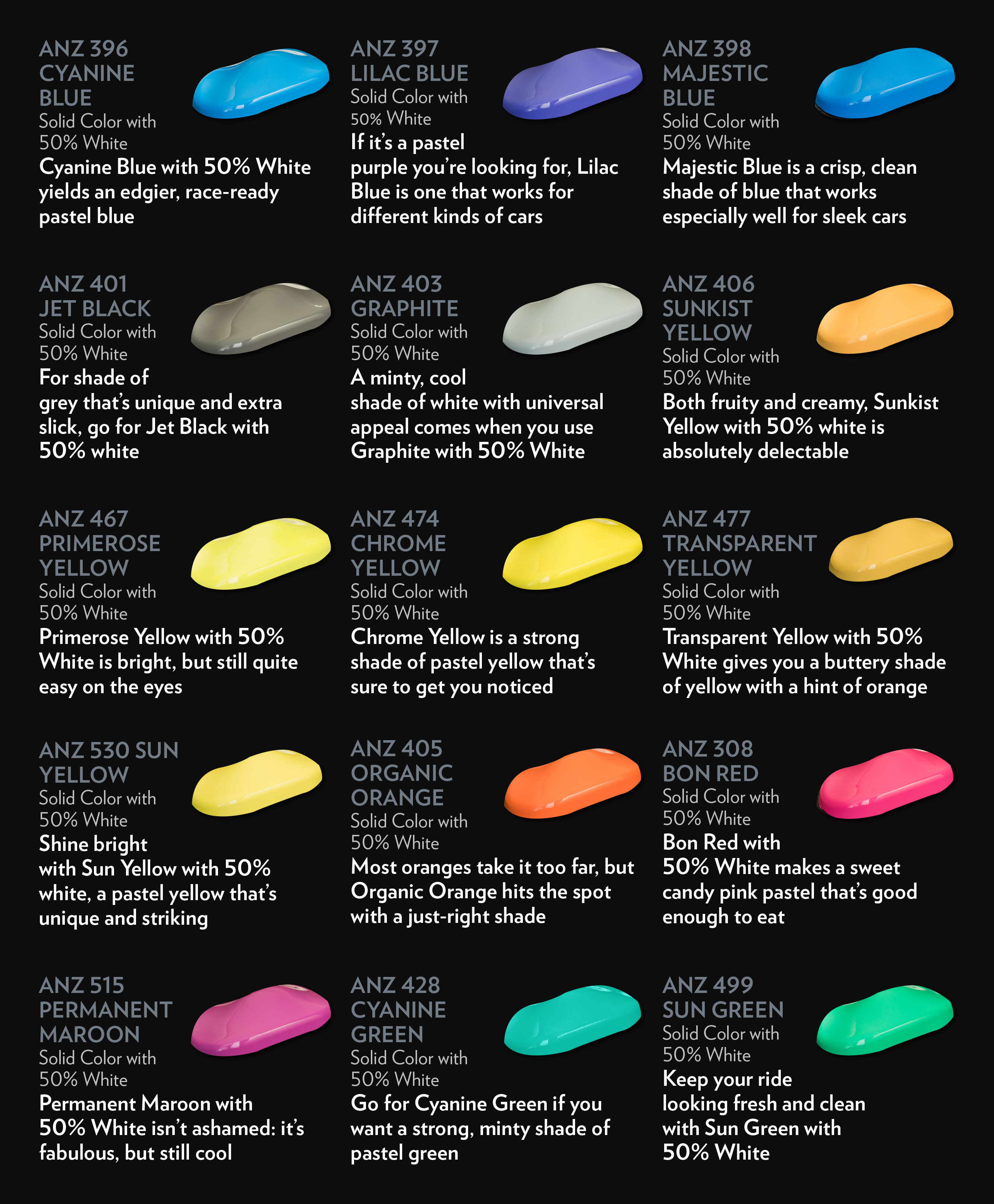 Green Car Paint Color Chart