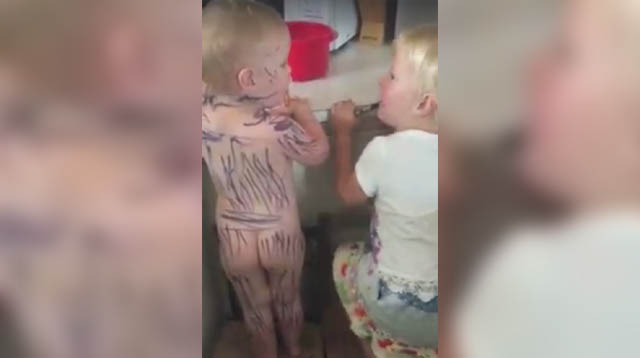 This Made Our Day: See How a Little Girl Turned Her Sister Into a &quot;Zebra&quot;