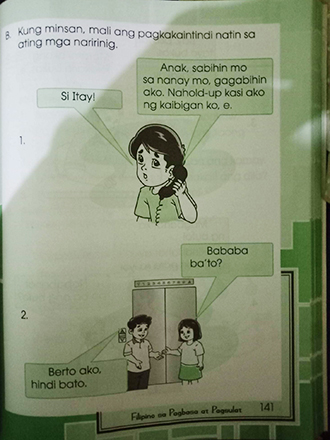 Filipino Textbook Content Not Suitable for Kindergarten