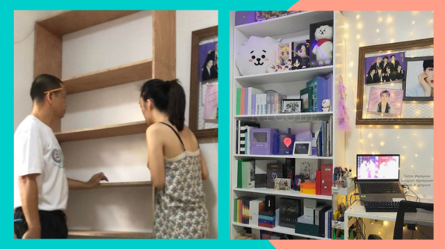 Supportive Dad DIYs Wooden Shelves For Daughter's K-Pop Merch Collection