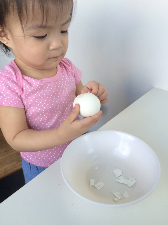 toddler doing chores