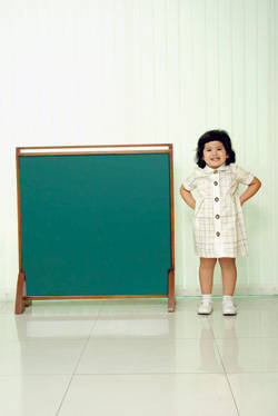 girl with blackboard