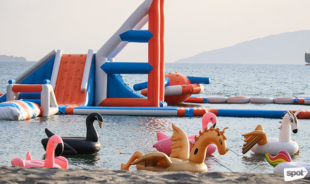 beach with inflatables near me