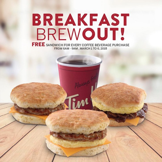 Tim Hortons Is Treating You to Free Breakfast Sandwiches