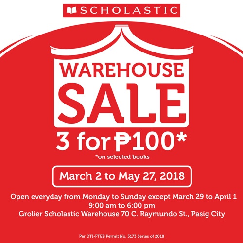 Scholastic Warehouse Sale March to May 2018