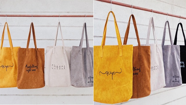 Clio & Ava Customizable Suede Tote Bags