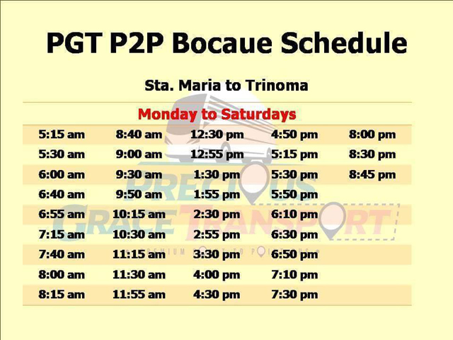 Schedule And Fare Matrix Of P2P Buses