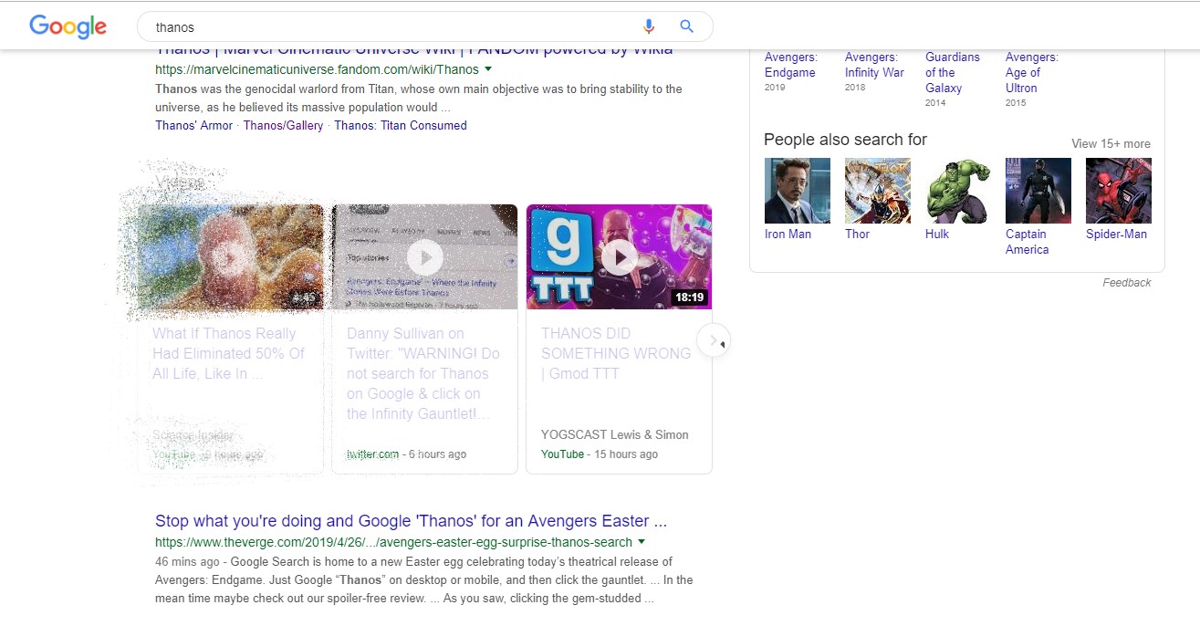 This Google Feature Makes Search Results for &ldquo;Thanos&rdquo; Disappear