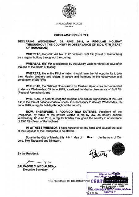 PSA: Palace Declares June 5 a Holiday