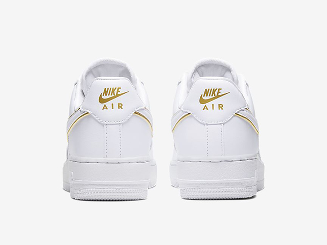 gold and white nike air force 1