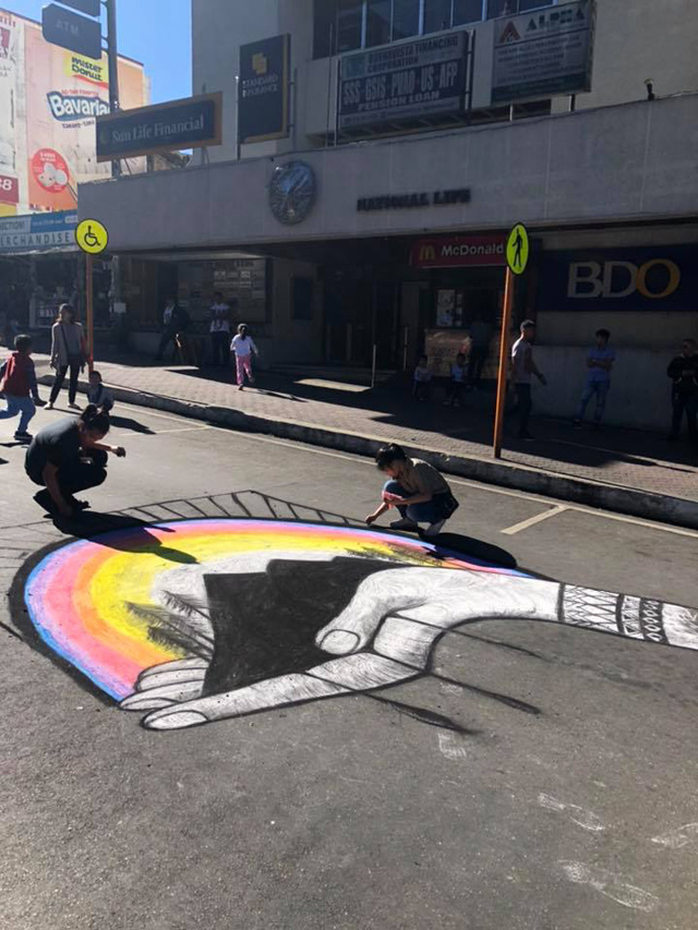 Baguio City Holds Chalk Art Brigade Along Session Road