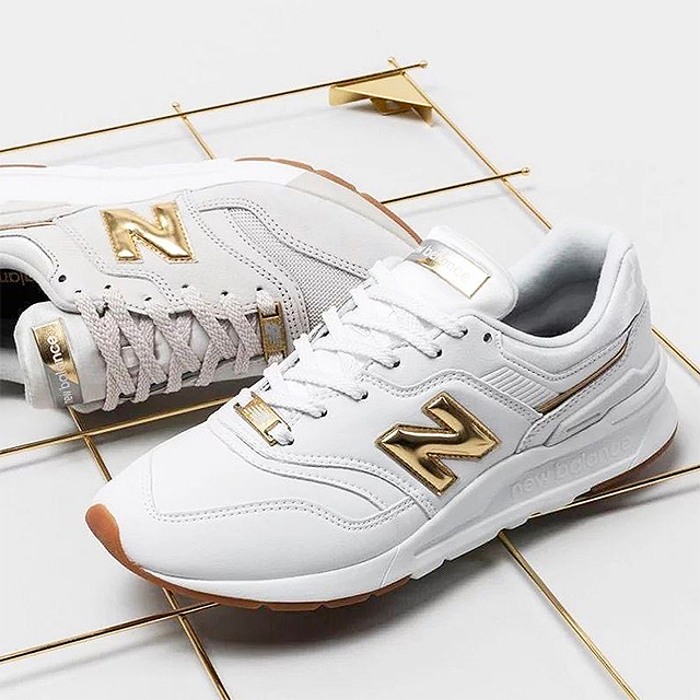 new balance gold and white