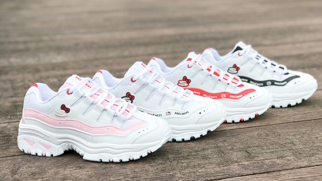 pink and white skechers