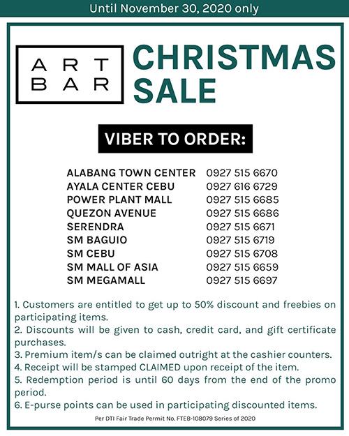 Art Bar Christmas Sale Branches Dates Discounts