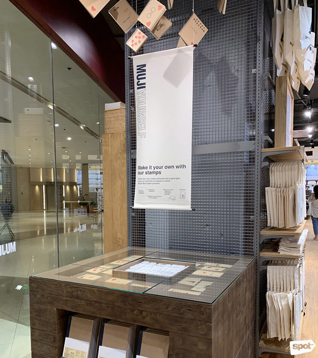 personalize your stationery finds at MUJI's stamp station