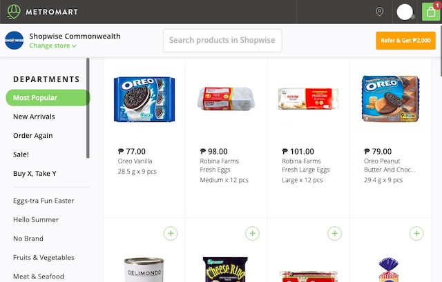 List of Online Groceries: MetroMart