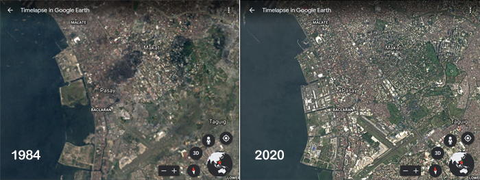 google earth manila to show timelapse