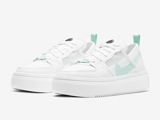 Front view of Nike Court Vision Alta Sneakers in white/light dew