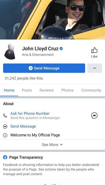 John Lloyd Cruz official facebook page