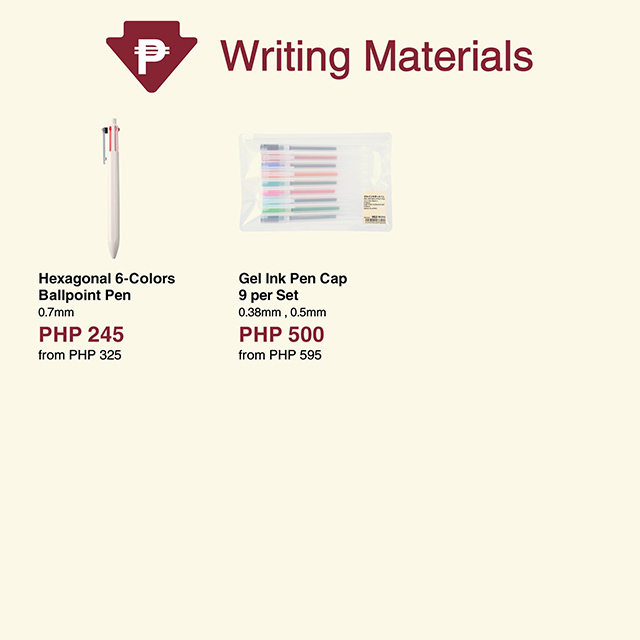 muji pens and other writing materials price lis