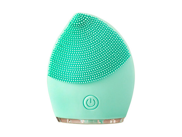 skincare tools: Ultrasonic Silicone Rechargeable Cleansing Device In Green from Happy Skin
