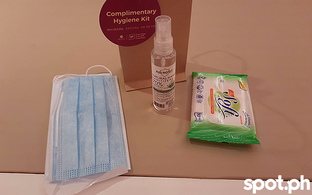 Okada Manila complimentary sanitizer, wipes, and surgical face masks