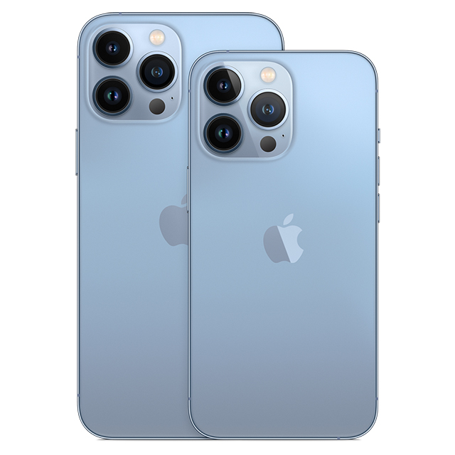 iPhone 13 Pro Max and iPhone 13 Pro in Sierra Blue