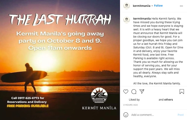 Kermit Manila's The Last Hurrah going away party announcement