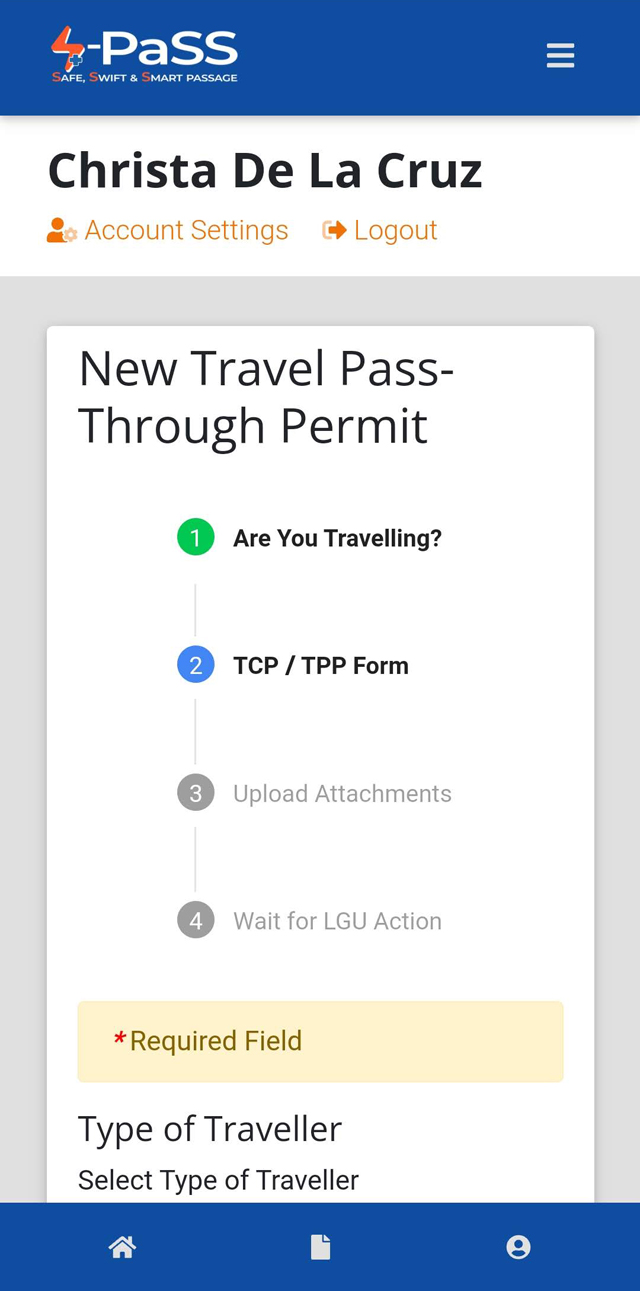 s pass for travel registration