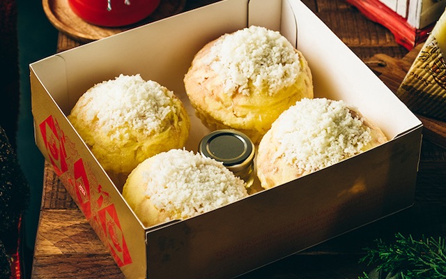 Ensaymada with Manchego And Truffle Honey by Mary Grace
