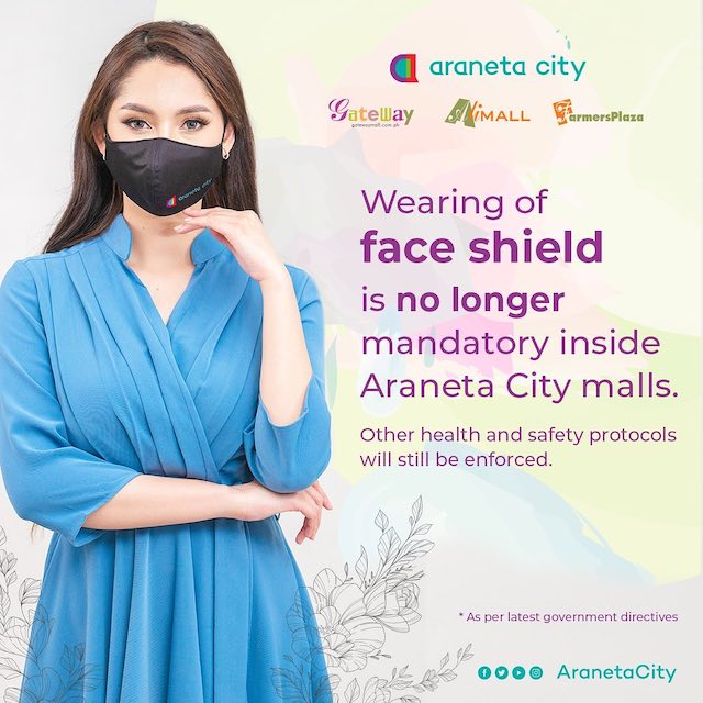 araneta city, malls that no longer require face shield