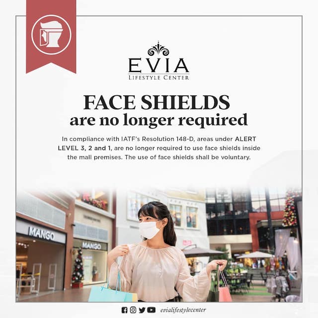 evia lifestyle center, malls that no longer require face shield