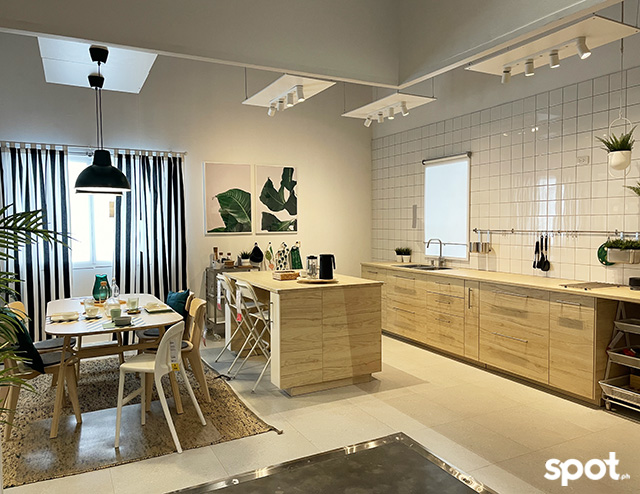 IKEA Philippines Showroom: Kitchen display with white and wood fixtures