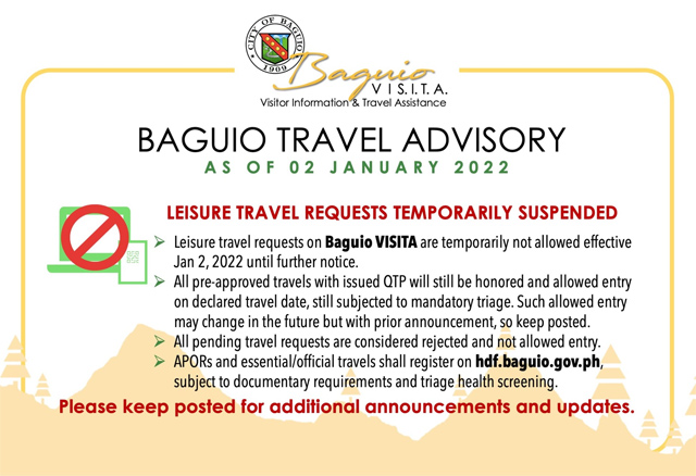 travel application pending visita baguio