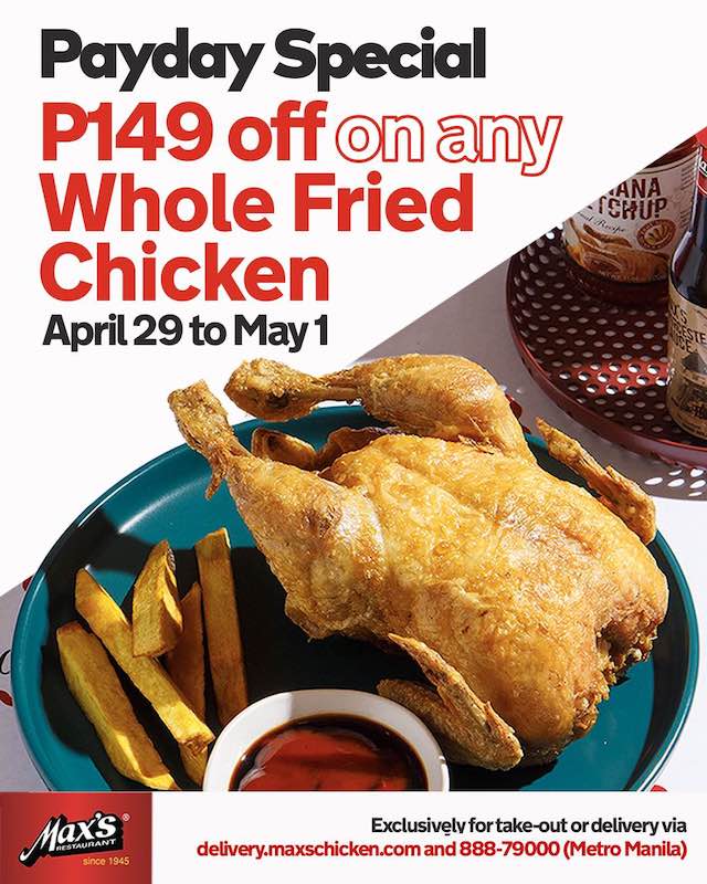 Get your favorite fried chicken in one - Max's Restaurant