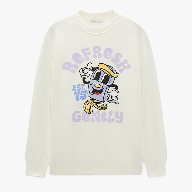 Zara Refresh Gently Contrast Print Sweater