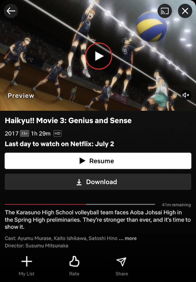 Haikyuu!! movies to leave Netflix on July 2.