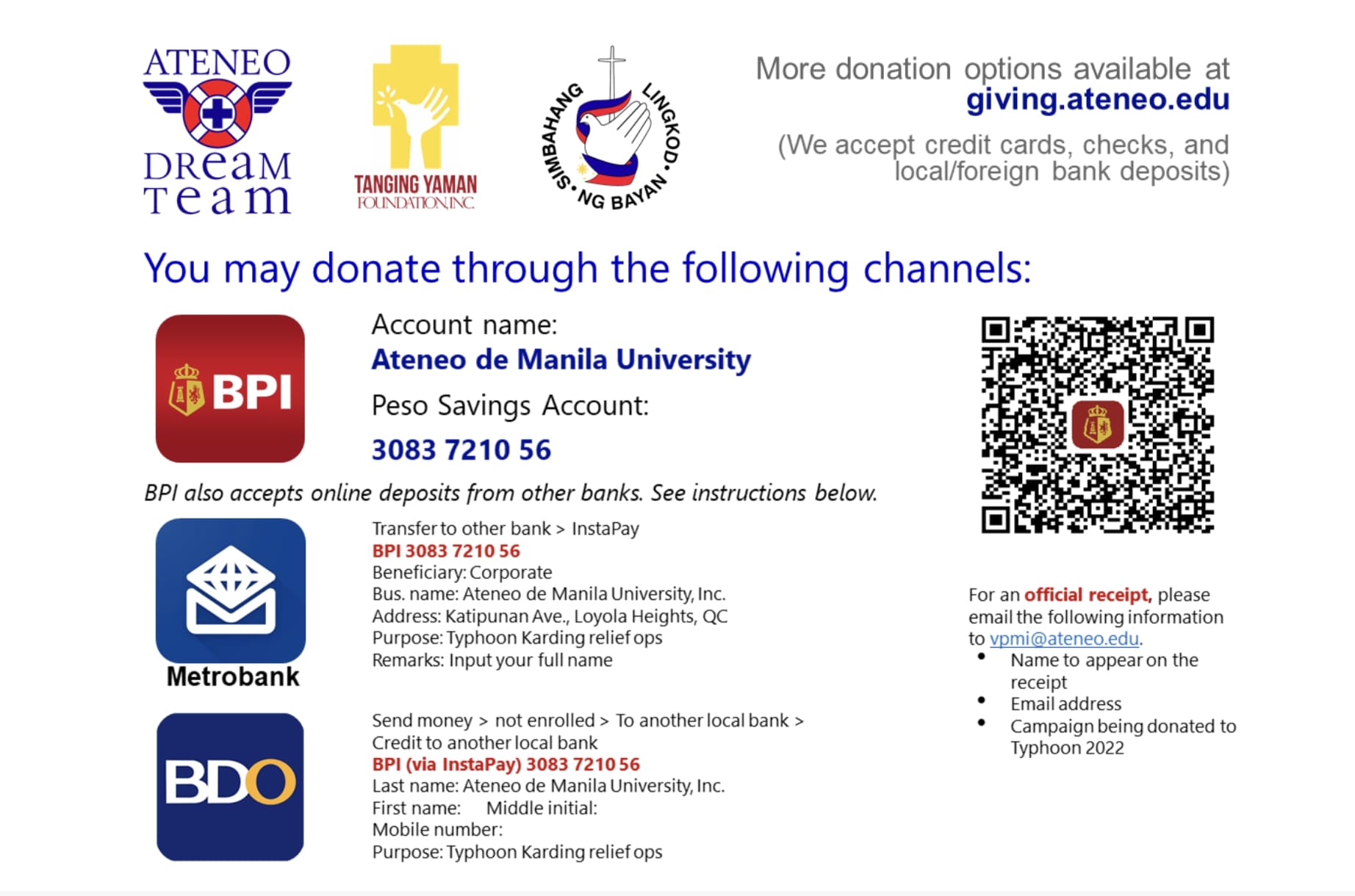 Ateneo donation drive typhoon Karding