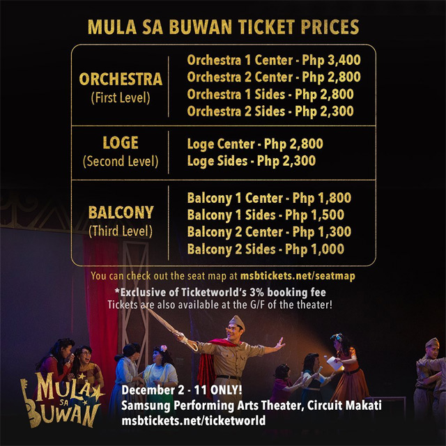 Mula sa Buwan December 2022 Schedule, Ticket Prices