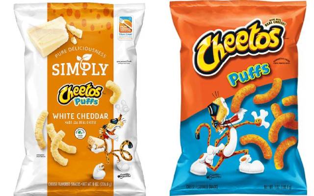 White Cheddar Cheetos vs Original packaging