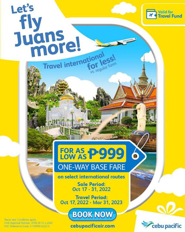 Cebu Pacific Seat Sale for Selected International Flights
